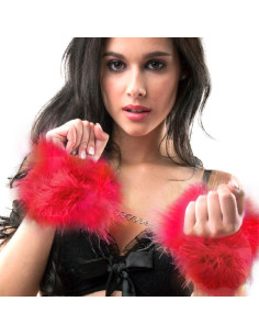 SECRETPLAY - RED MARABOU HANDCUFFS 2