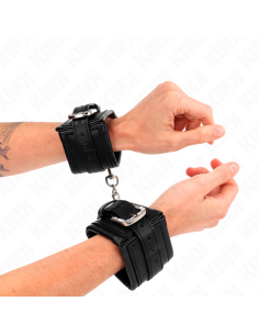 KINK - RHINESTONE BUCKLE WRIST RESTRAINTS BLACK ADJUSTABLE 25-32 CM X 5.5 CM