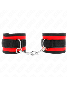 KINK - NYLON BIND HOOKandLOOP WRIST RESTRAINTS RED-BLACK MODEL 2 ADJUSTABLE 18-35 CM X 6 CM 2