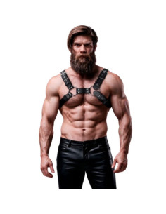 FETISH SUBMISSIVE ATTITUDE - MENS ADJUSTABLE ECO-LEATHER CHEST BULLDOG HARNESS