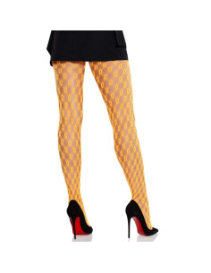 LEG AVENUE - LACE TIGHTS WITH EYELETS NEON ORANGE 2