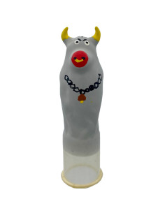 CONDOMERIE - HANDPAINTED NOVELTY CONDOMS GREY BULL MODEL XL 2