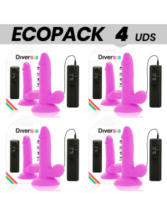 ECOPACK 6 UNITS - DIVERSIA FLEXIBLE VIBRATING DILDO PURPLE 17 CM -O- 3.3 CM