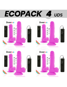 ECOPACK 6 VIENETŲ - DIVERSIA LANKSTUS VIBRUOJAMAS DILDO VIOLETINIS 20,5 CM - O - 4,2 CM