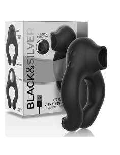 BLACKandSILVER - SILICONE VIBRATOR RING 3 MOTORS RECHARGEABLE BLACK 2