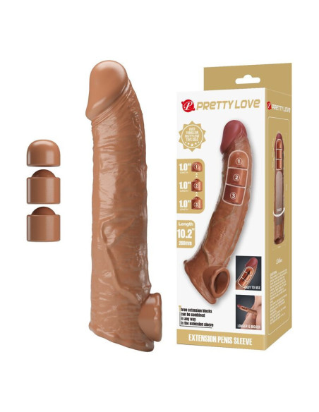 PRETTY LOVE - ADJUSTABLE PENIS EXTENSION SLEEVE 26 CM Ø 4 CM NATURAL
