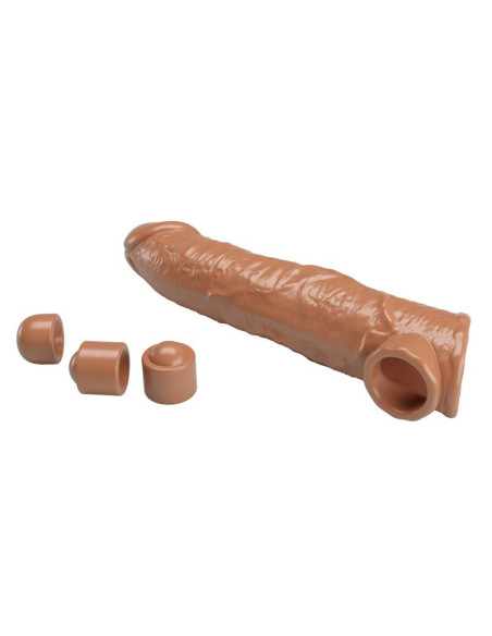 PRETTY LOVE - ADJUSTABLE PENIS EXTENSION SLEEVE 26 CM Ø 4 CM BROWN