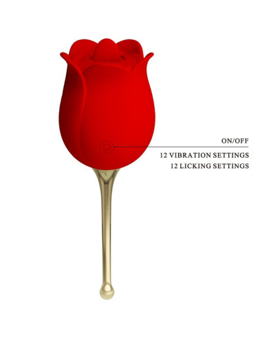 PRETTY LOVE - ROSE LOVER ROSE CLITORIS STIMULATOR 12 VIBRATIONS RED