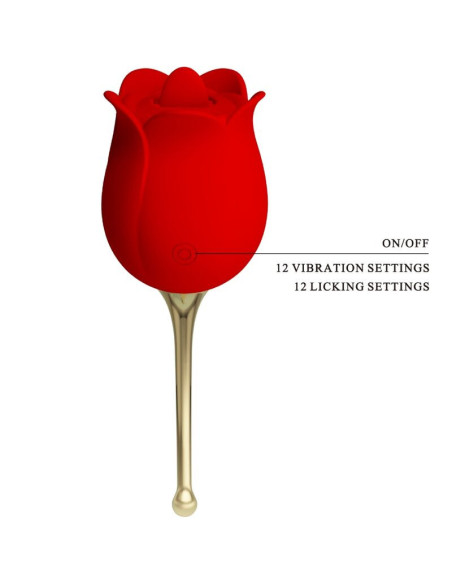 PRETTY LOVE – „ROSE LOVER“ klitorio stimuliatorius, 12 vibracijų, raudonas