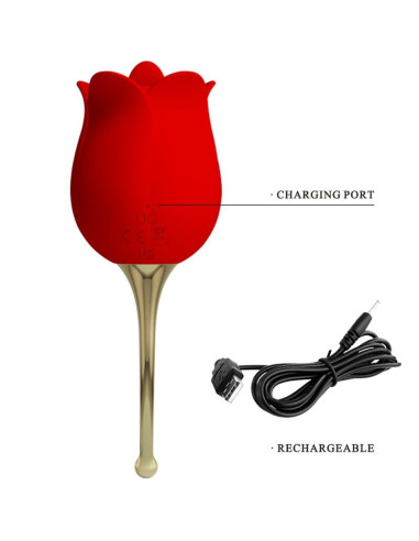 PRETTY LOVE - ROSE LOVER ROSE CLITORIS STIMULATOR 12 VIBRATIONS RED