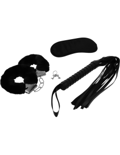 INTENSE - FETISH EROTIC PLAYSET 1 WITH HANDCUFFS, BLIND MASK AND FLOGGER 2
