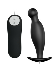 PRETTY LOVE – silikoninis analinis kaištis, 12 vibracijos režimų, juodos spalvos