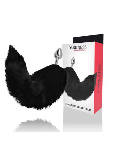 DARKNESS - SILVER ANAL PLUG 8 CM WITH BLACK TAIL