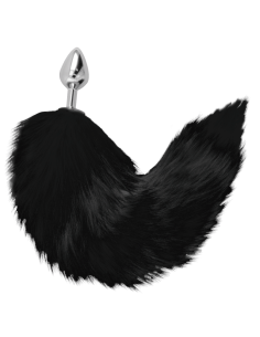 DARKNESS - SILVER ANAL PLUG 8 CM WITH BLACK TAIL 2