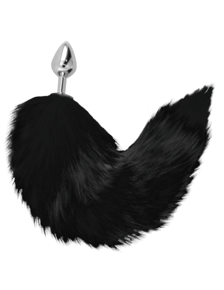 DARKNESS - SILVER ANAL PLUG 8 CM WITH BLACK TAIL