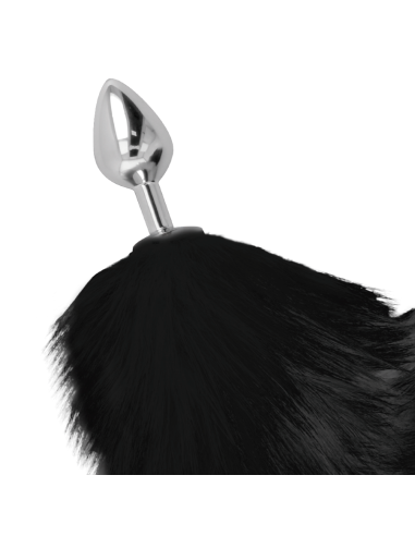 DARKNESS - SILVER ANAL PLUG 8 CM WITH BLACK TAIL