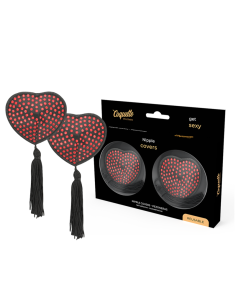 COQUETTE CHIC DESIRE – ŠIRDELĖS FORMOS SPENELIŲ DANGTELIAI, JUODOS – RAUDONOS FORMOS
