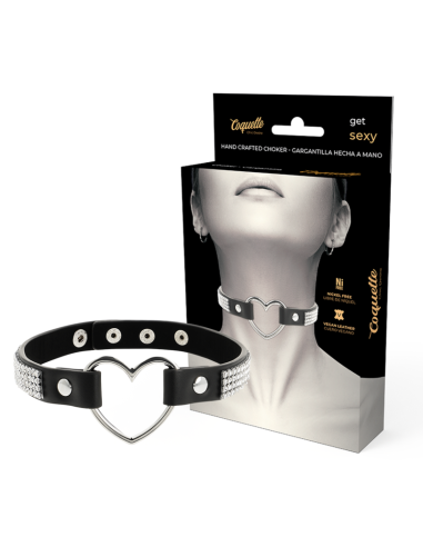 COQUETTE CHIC DESIRE - VEGAN LEATHER CHOKER WITH HEART