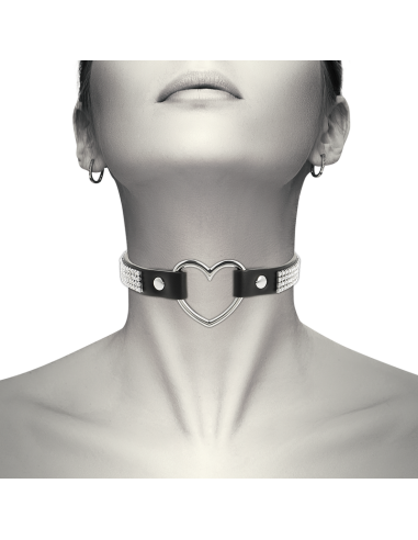 COQUETTE CHIC DESIRE - VEGAN LEATHER CHOKER WITH HEART
